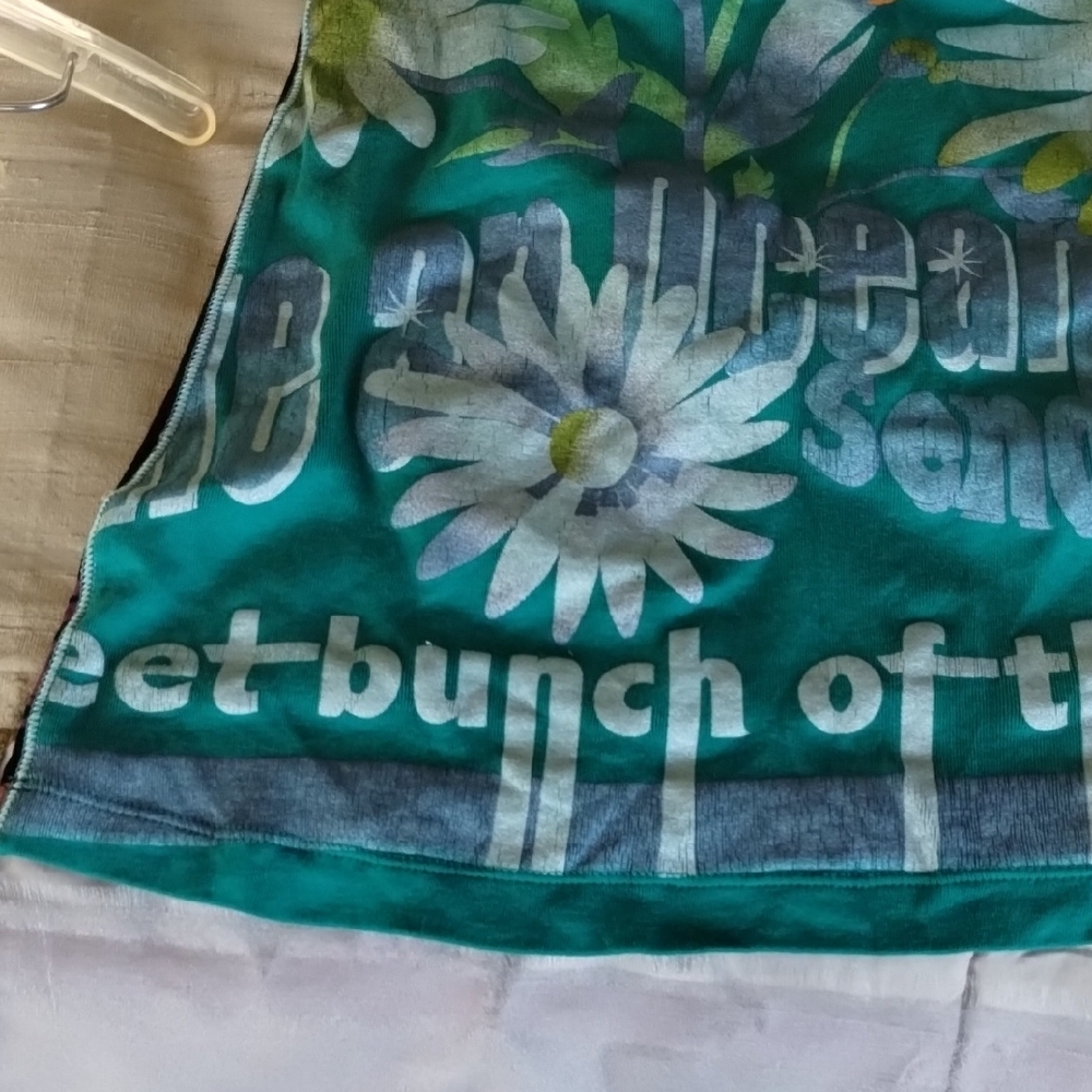 Custo Barcelona Green Floral Tank Top with Orange Accents - Picture 12 of 13